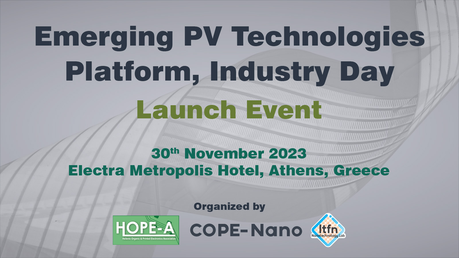 Emerging PV Technologies Platform, Industry Day